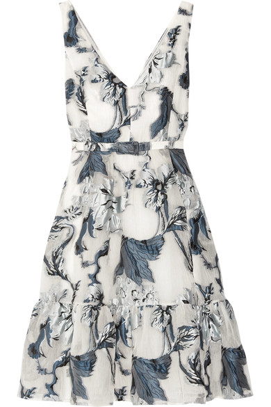 ERDEM Gaby Floral-Print Fil Coupé Dress in Blue White | ModeSens