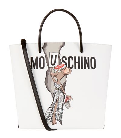 MOSCHINO RAT-A-PORTER MOUSCHINO SHOPPER TOTE BAG, WHITE | ModeSens