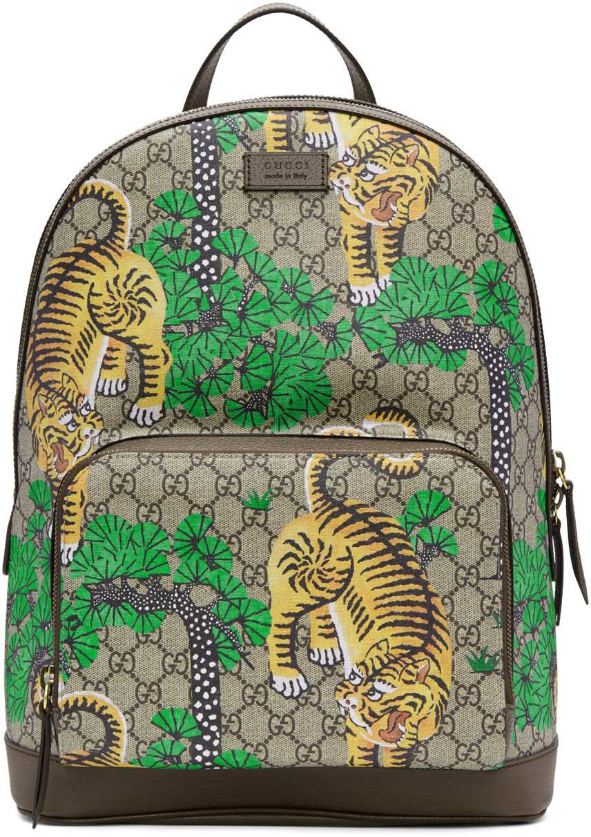 GUCCI Men’S Bengal Tiger Print Gg Supreme Backpack In Brown, Bengal Print | ModeSens