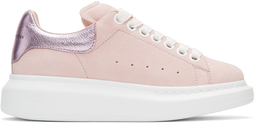 ALEXANDER MCQUEEN LEATHER PLATFORM LOW-TOP SNEAKER, LIGHT PINK, CLOVER ...