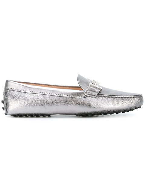 Tod'S - Metallic Buckled Loafers | ModeSens