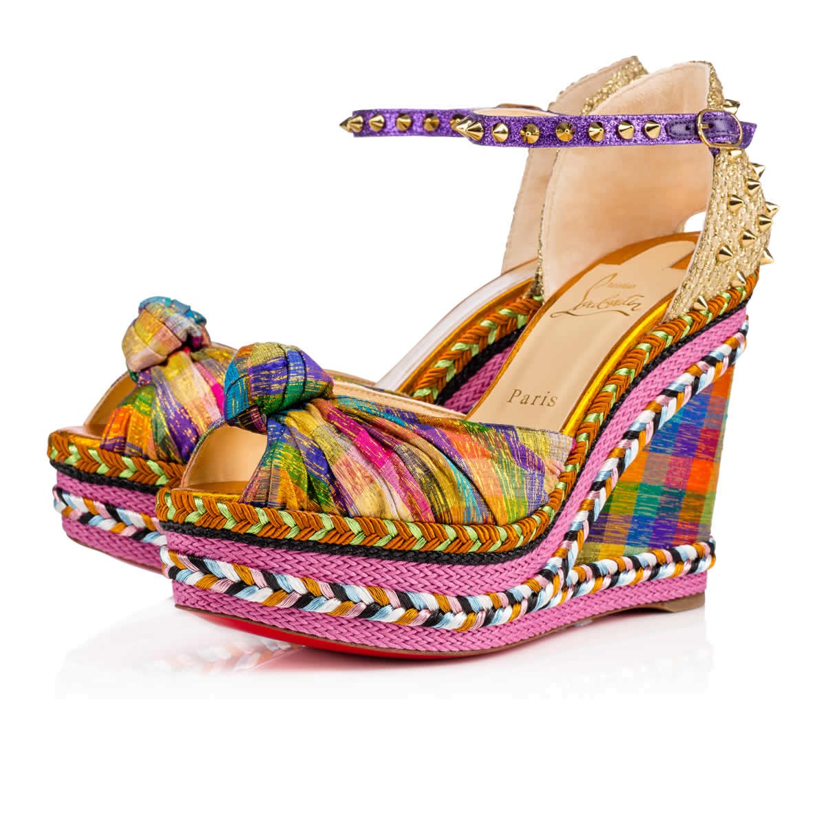 Christian Louboutin Madcarina Knotted Spiked Wedge Espadrille Sandal ...