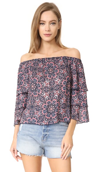 ELLA MOSS MINORI MOSAIC OFF SHOULDER BLOUSE, BLACKBERRY | ModeSens