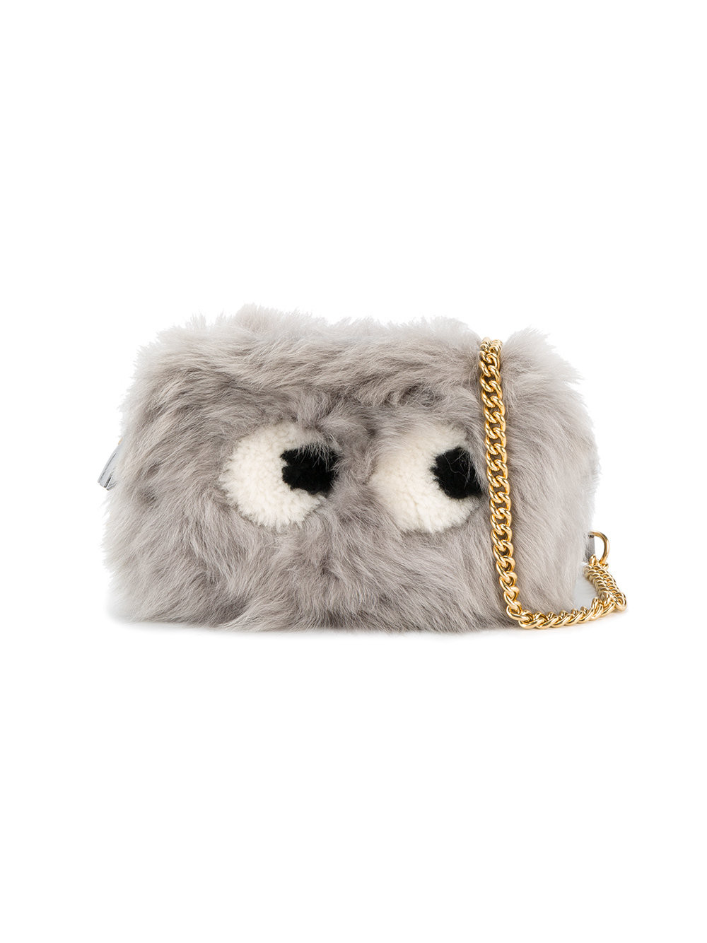 Anya Hindmarch Eyes Mini LeatherTrimmed Shearling Shoulder Bag In