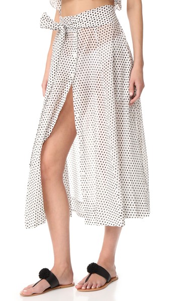 Lisa Marie Fernandez Beach Skirt In Geometric Print, White. In White ...