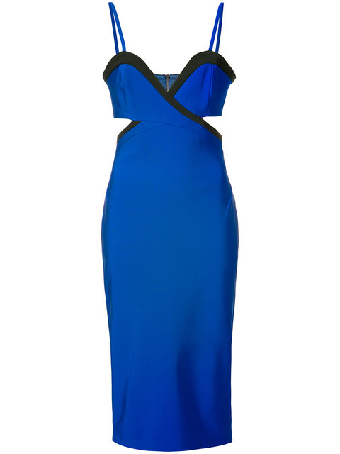 MUGLER MEGA MILAN BICOLOR DRESS IN BLUE., SAPPHIRE & BLACK | ModeSens