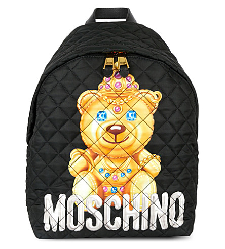 MOSCHINO Large Teddy Bear Quilted Nylon Backpack, Black | ModeSens