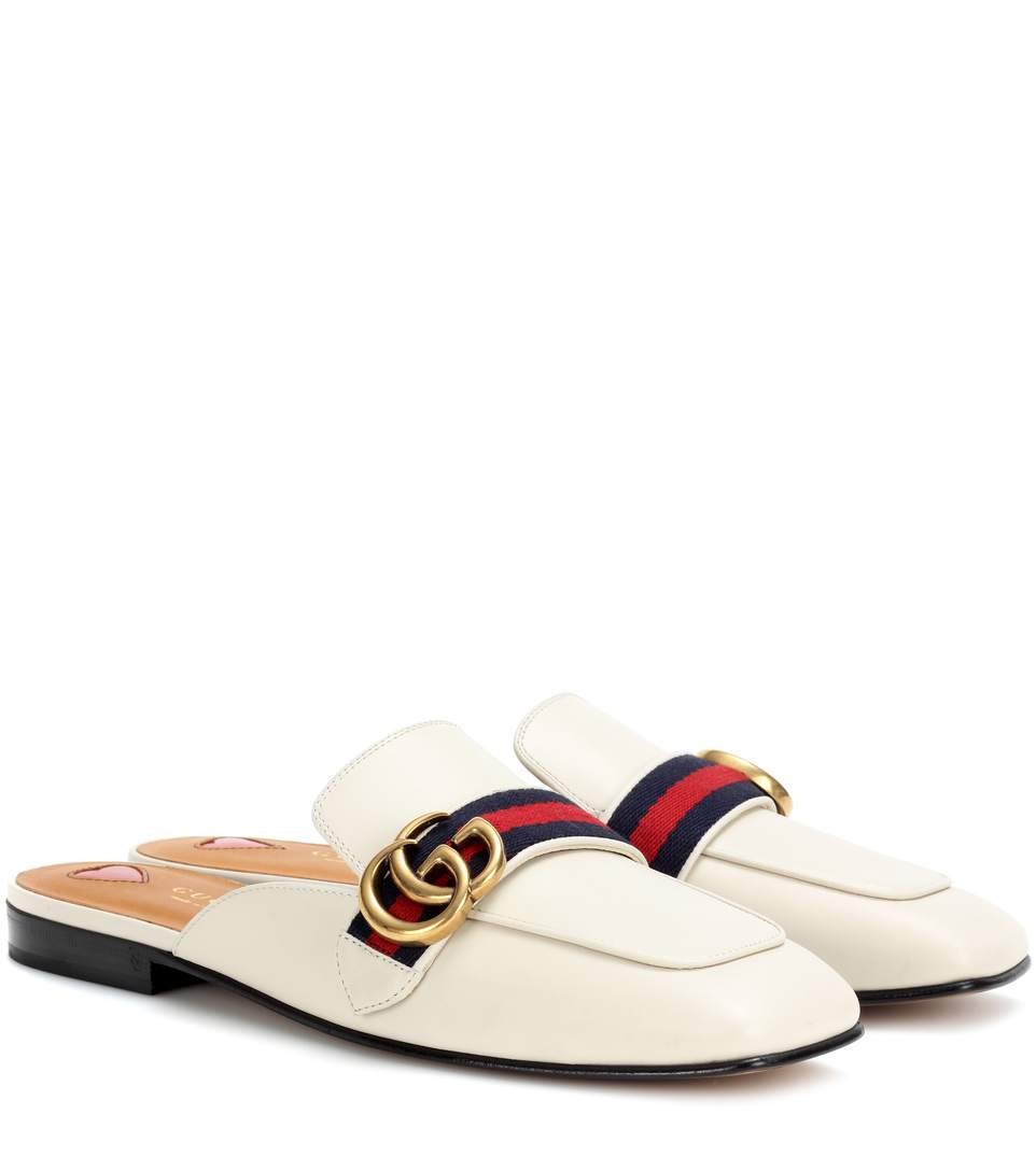 GUCCI 10MM PEYTON GG LEATHER MULES, OFF WHITE, BLACK | ModeSens