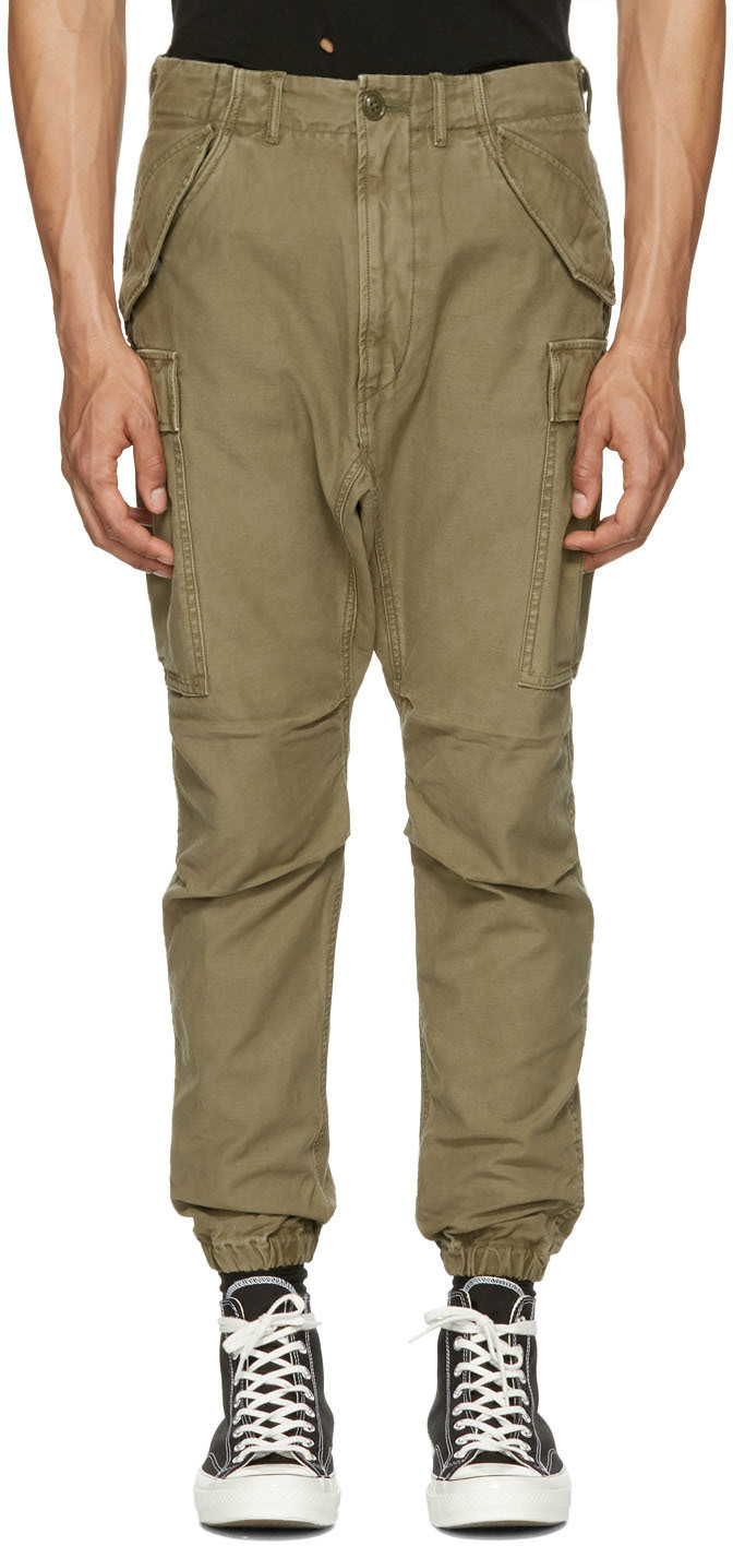 R13 COTTON-BLEND SLIM CARGO JOGGER PANTS, GREEN | ModeSens