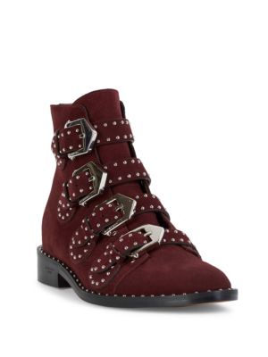 GIVENCHY ELEGANT STUDDED SUEDE ANKLE BOOTS, OXBLOOD RED | ModeSens