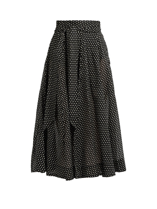 LISA MARIE FERNANDEZ Polka-Dot Print Semi-Sheer Cotton-Voile Skirt in ...