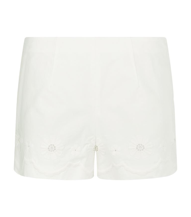 RED VALENTINO FLORAL-EMBROIDERED COTTON SHORTS, BIANCO | ModeSens