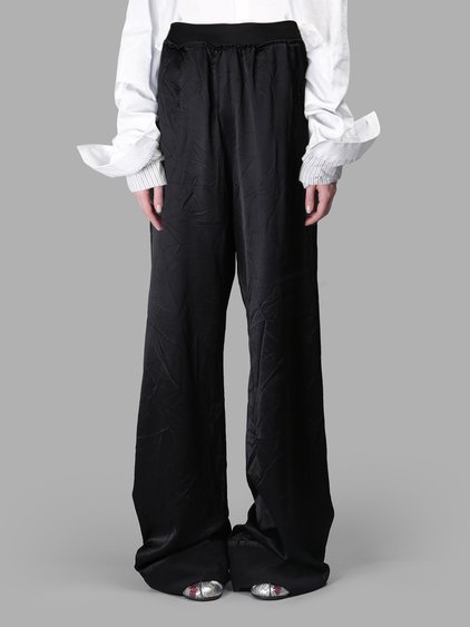 MAISON MARGIELA Wool-Blend Satin Wide-Leg Pants in Black | ModeSens