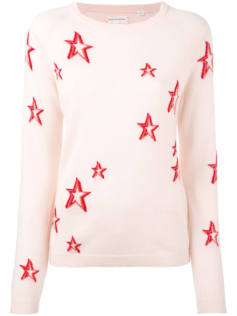 CHINTI & PARKER 3D STAR CASHMERE SWEATER, BLUSH/CHERRY/CORAL | ModeSens