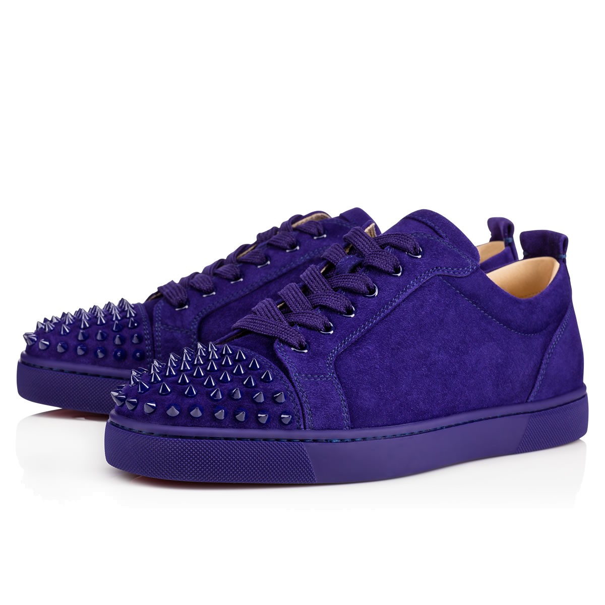 CHRISTIAN LOUBOUTIN LOUIS JUNIOR SPIKE-EMBELLISHED LOW-TOP TRAINERS, ENCRE | ModeSens
