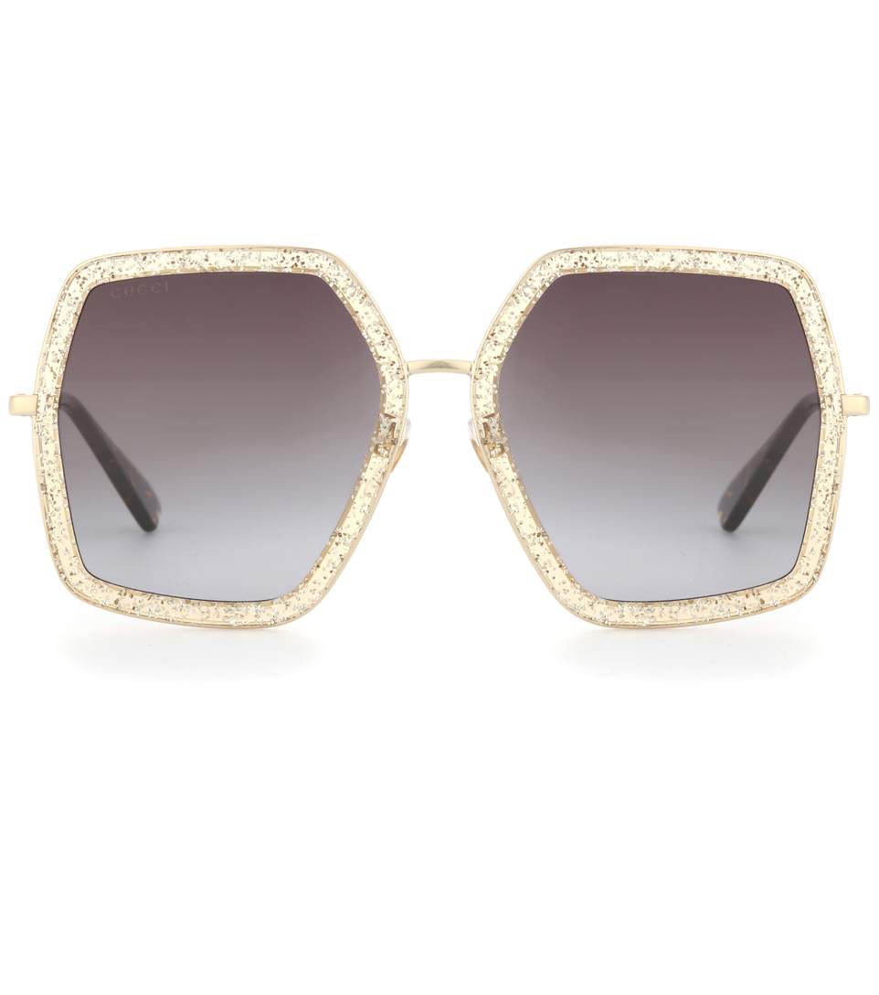 GUCCI Oversize Square-Frame Metal Sunglasses in Gold | ModeSens