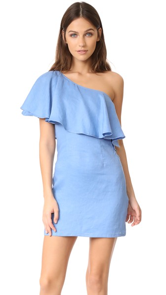CAPULET Clara One Shoulder Dress in Azure Blue | ModeSens