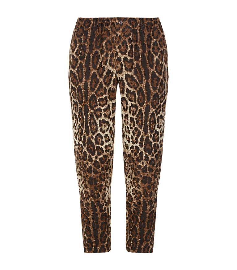 DOLCE & GABBANA Leopard-Print Stretch-Cotton Trousers, Brown | ModeSens