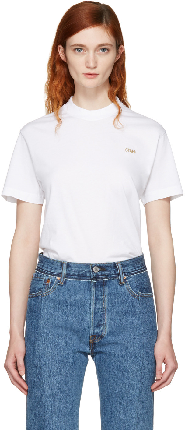 VETEMENTS Entry Level Cotton-Jersey T-Shirt in White Priet | ModeSens