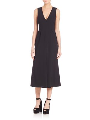 T BY ALEXANDER WANG STRETCH POLY TWILL V-NECK GAUCHO JUMPSUIT, BLACK ...