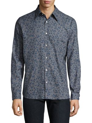 BURBERRY Connock Floral-Print Cotton Popin Button-Down Shirt in Stone ...