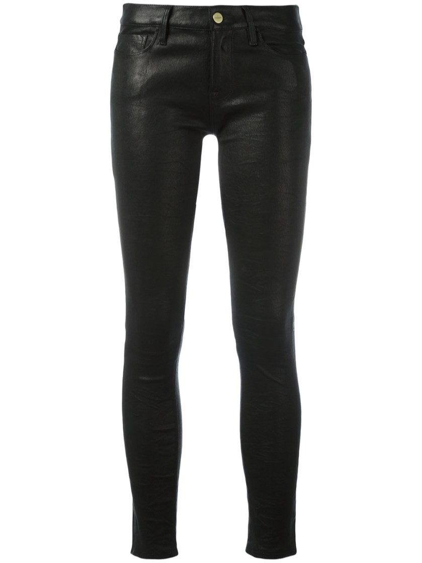 FRAME Le Garcon Stretch-Leather Slim Boyfriend Pants in Washed Black ...