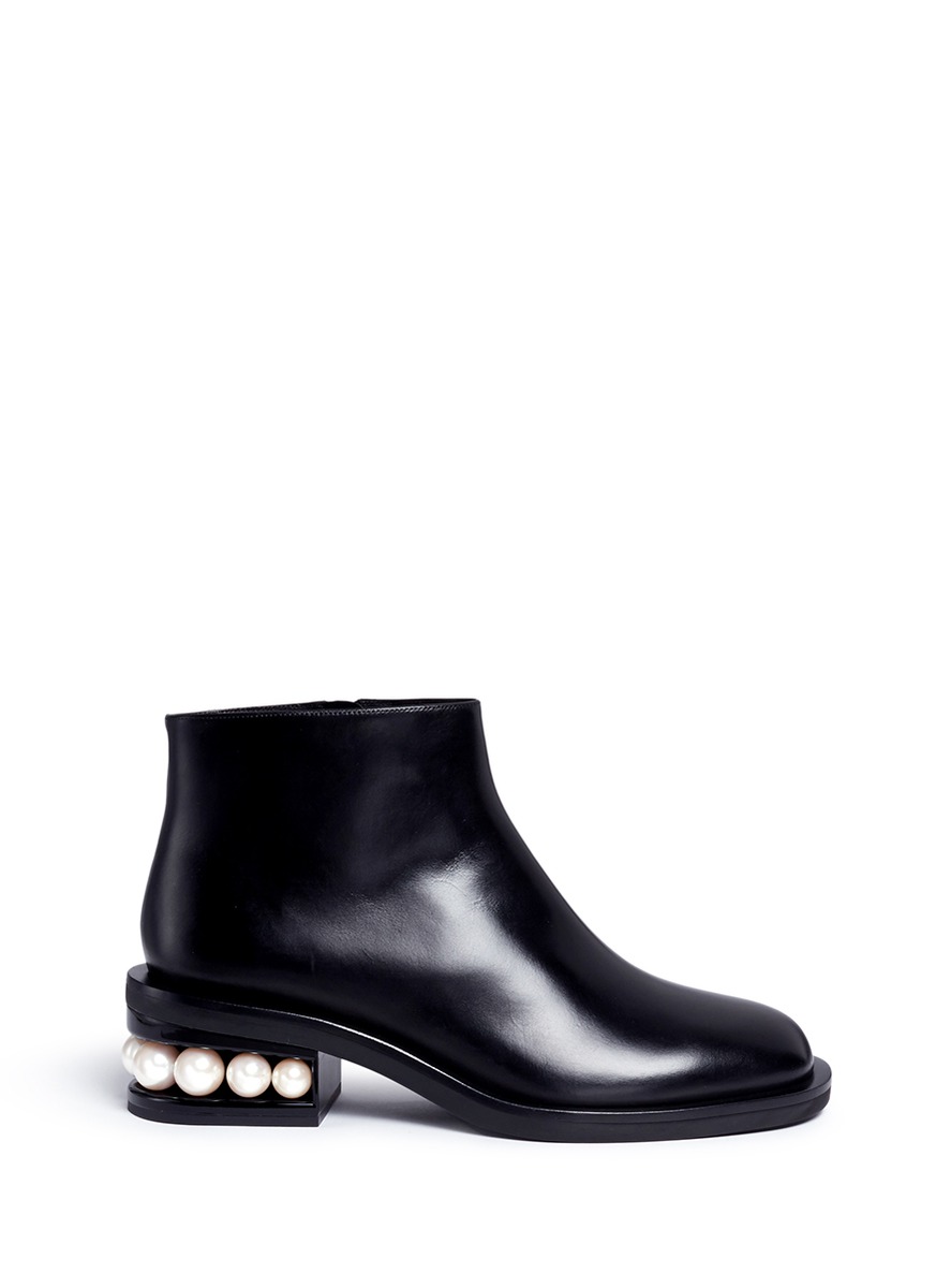 nicholas kirkwood casati faux pearl leather ankle boots