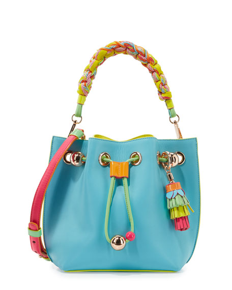 Sophia Webster Romy Mini Multicolor Leather Bucket Bag In Aqua | ModeSens