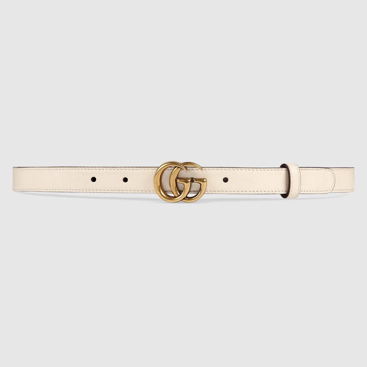 GUCCI Leather Belt With Double G Buckle - White Leather | ModeSens