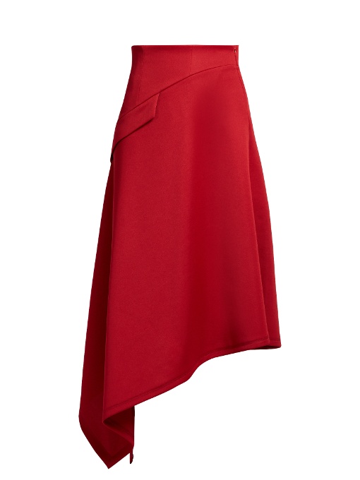 J.W.Anderson Opening Ceremony Asymmetric Side Button Skirt, Red | ModeSens