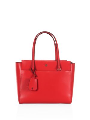 TORY BURCH PARKER SMALL LEATHER TOTE, CHERRY APPLE | ModeSens