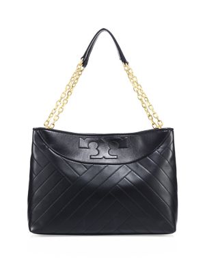 Tory Burch 'Alexa' Basketweave Effect Quilted Leather Tote In Black ...