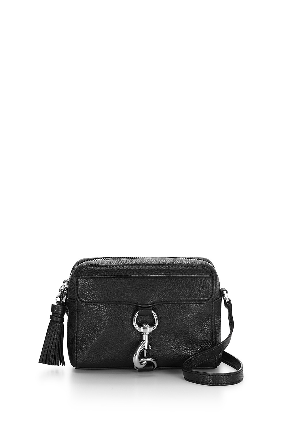 REBECCA MINKOFF M.A.B. GRAINED LEATHER CAMERA CROSSBODY BAG, BLACK ModeSens