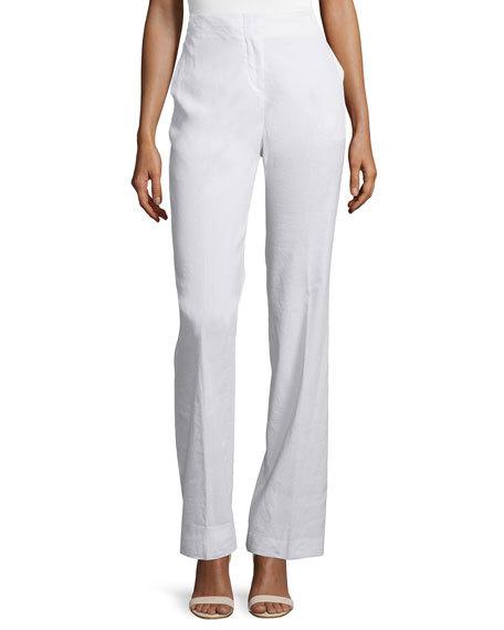 THEORY Alldrew Crunch High-Waist Pants, Warm Cocoon in White | ModeSens