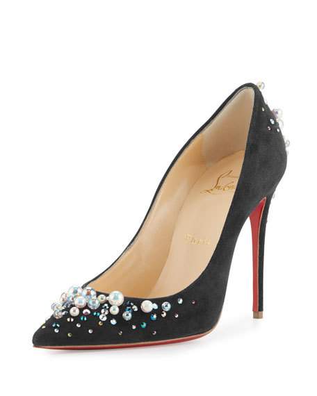 Christian Louboutin Candidate Pearly-Embellished Suede Red Sole Pump ...