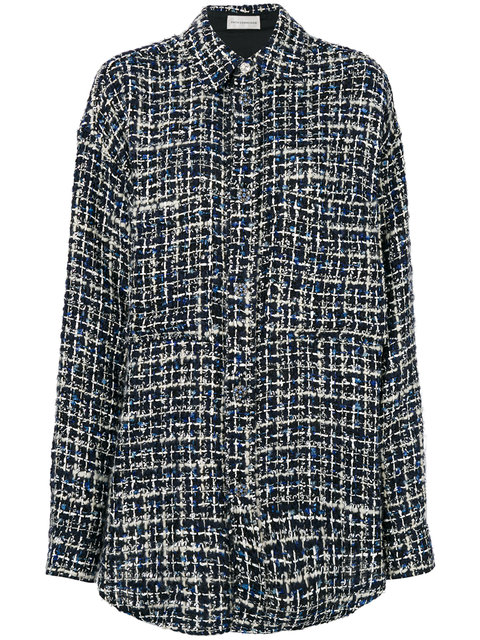 FAITH CONNEXION Tweed Oversized Blouse in Blue | ModeSens