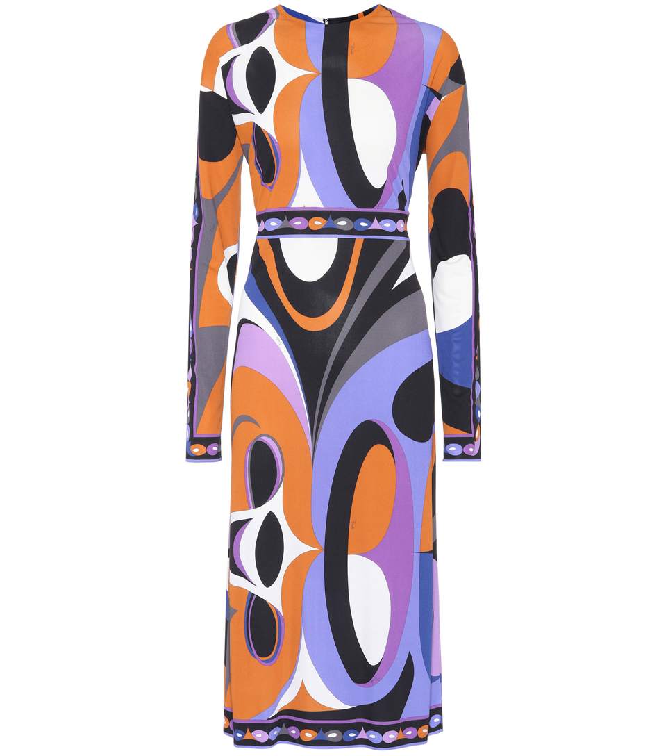 Emilio Pucci Maschere Print Jersey Knee Length Dress, Viola | ModeSens