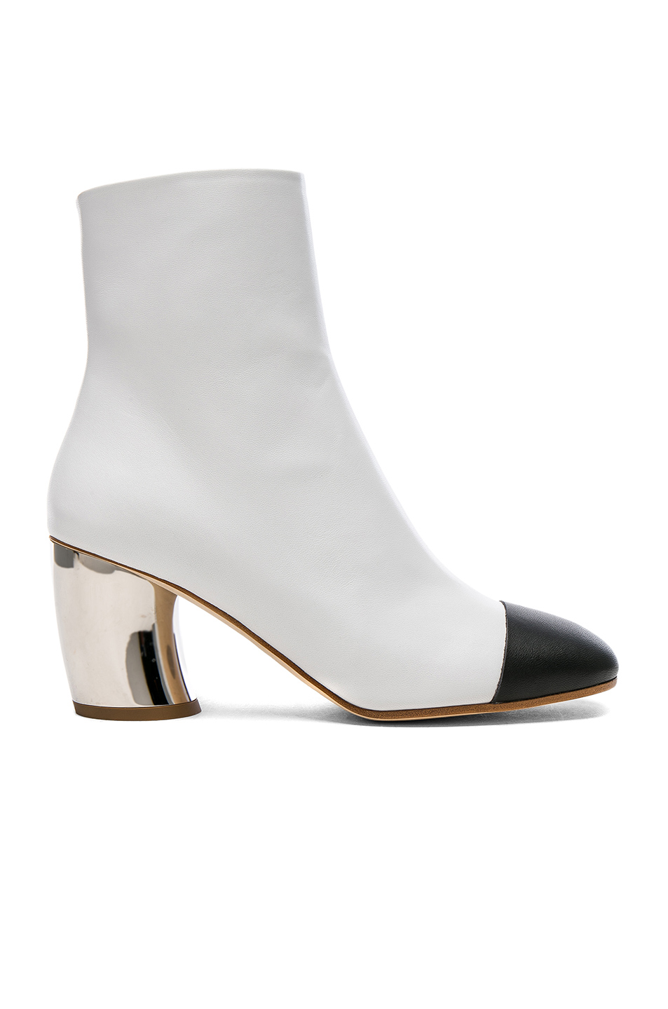 Proenza Schouler Cap-Toe Metallic-Heel Bootie, White | ModeSens
