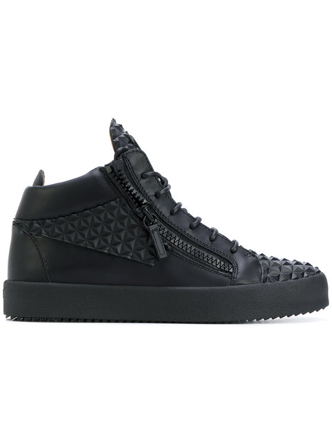 GIUSEPPE ZANOTTI Gradient Leather Mid-Top Sneakers in Black | ModeSens
