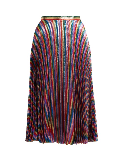 GUCCI Iridescent Pleated Skirt, Multicolor | ModeSens