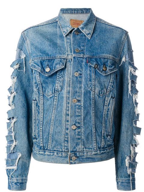 R13 Ripped Style Denim Jacket In Vintage | ModeSens
