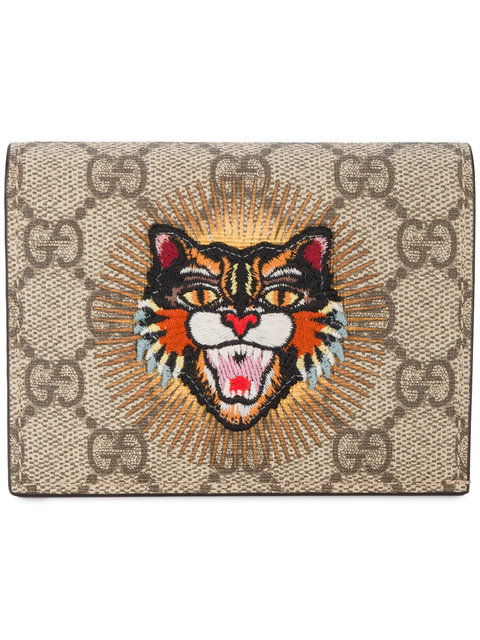 GUCCI ANGRY CAT PATCH GG SUPREME WALLET, TAUPE | ModeSens