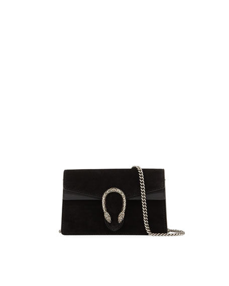 GUCCI DIONYSUS SUEDE WALLET ON A CHAIN, BLACK, NA | ModeSens