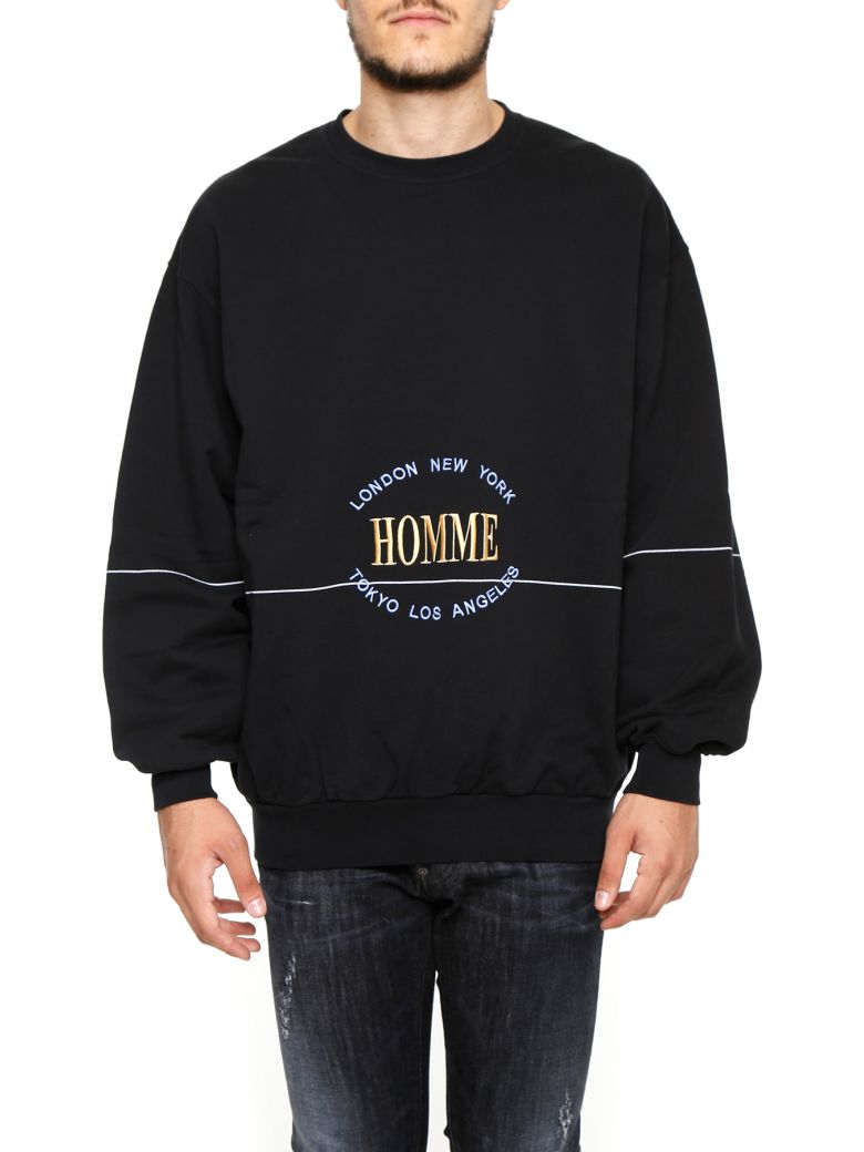Balenciaga Homme Embroidered Crewneck Sweatshirt Black White Noir Balenciaga Homme Embroidered Crewneck Sweatshirt Black White Noir