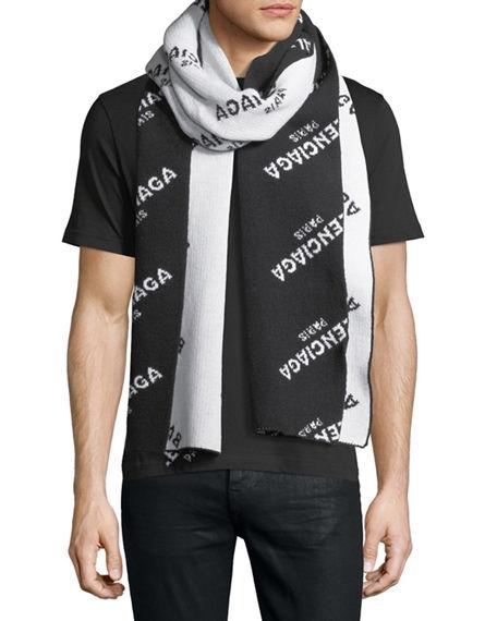 balenciaga scarf black and white