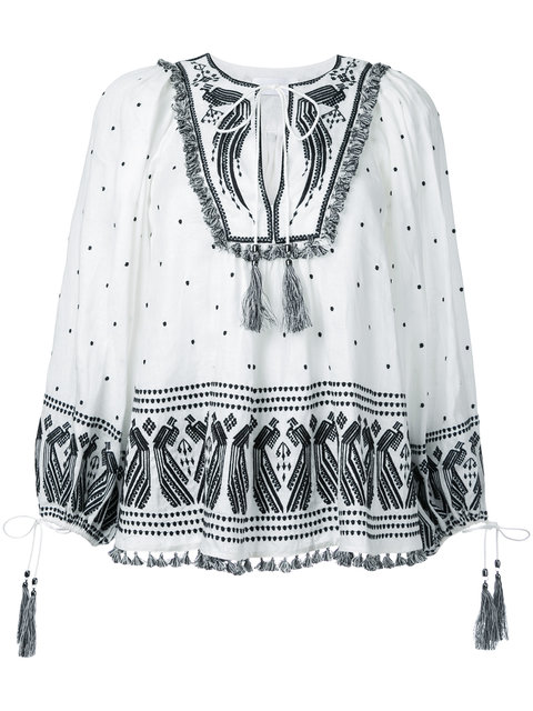 ZIMMERMANN DIVINITY PEACOCK EMBROIDERED BOHO TOP, NATURAL | ModeSens