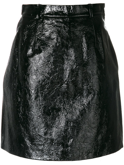 Carven Patent Textured-Leather Mini Skirt | ModeSens