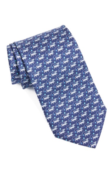 SALVATORE FERRAGAMO DOG PRINT SILK TIE, MARINE | ModeSens