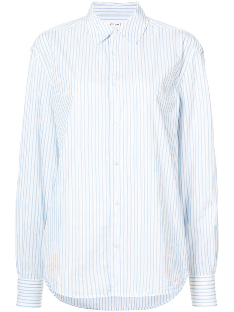 FRAME Stripe Poplin Shirt in Capri Blue Multi | ModeSens