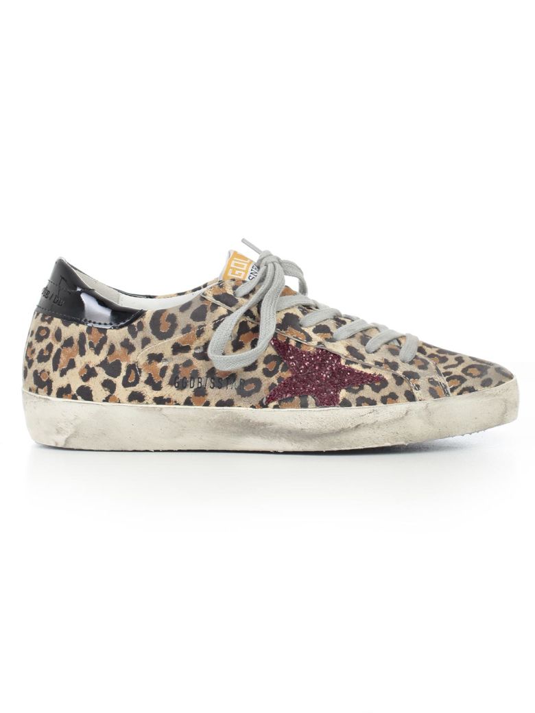 GOLDEN GOOSE SNEAKERS, CLEOPARD SUEDE RED GLITTER STAR | ModeSens